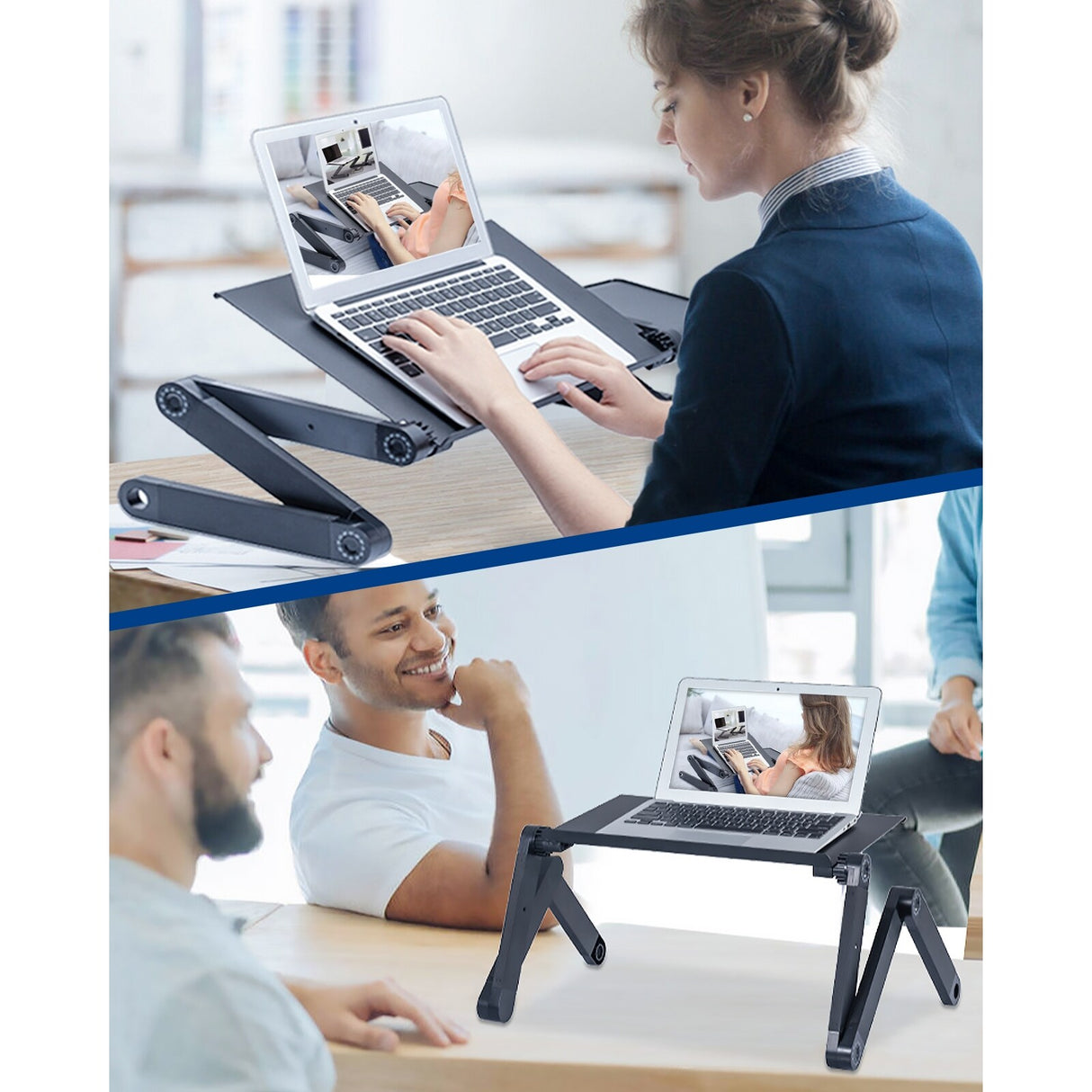 RAINBEAN Adjustable and Foldable Portable Laptop Stand with Mouse Pad