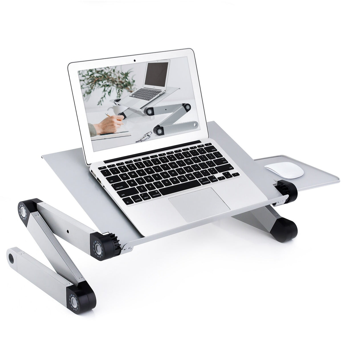 RAINBEAN Adjustable and Foldable Portable Laptop Stand with Mouse Pad