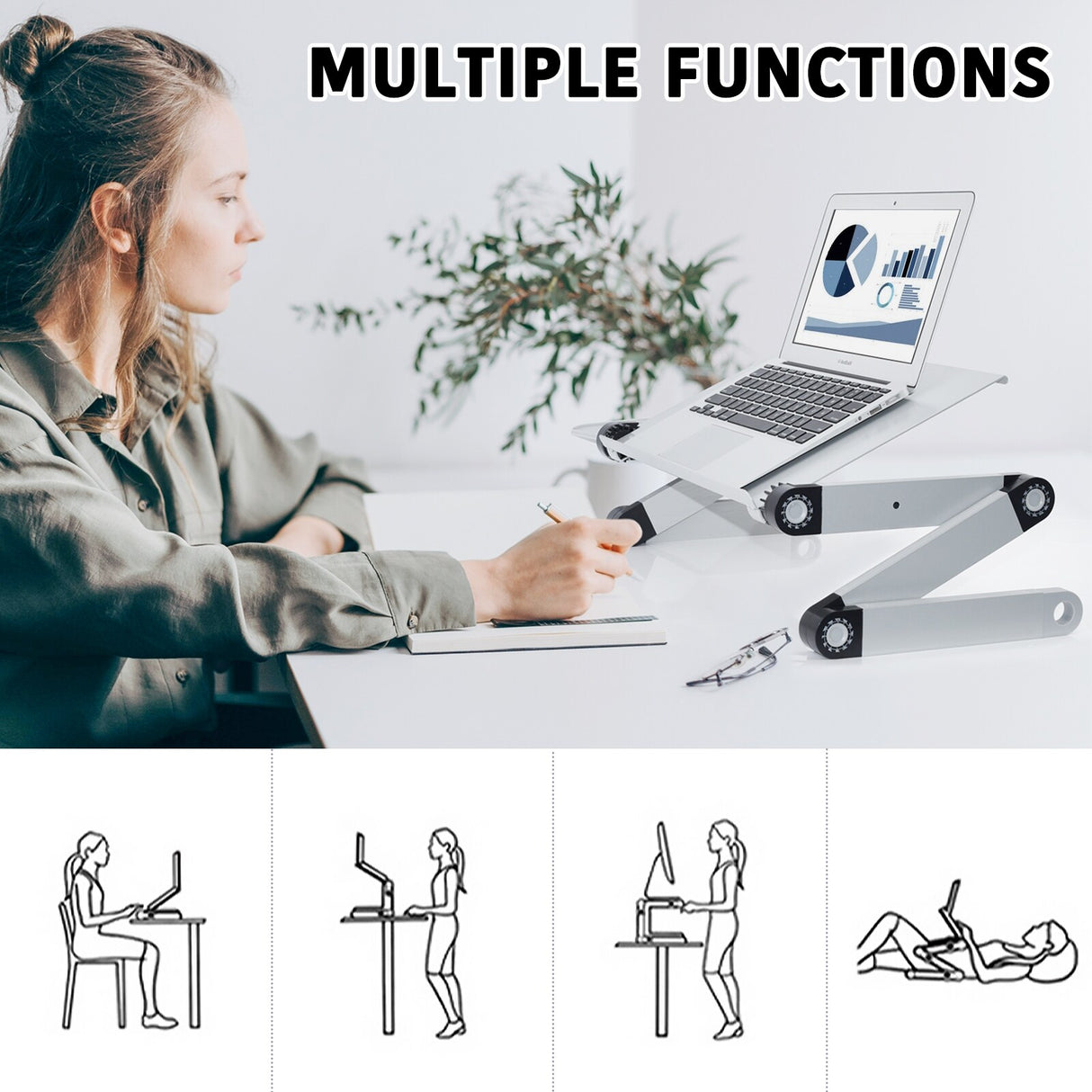 RAINBEAN Adjustable and Foldable Portable Laptop Stand with Mouse Pad