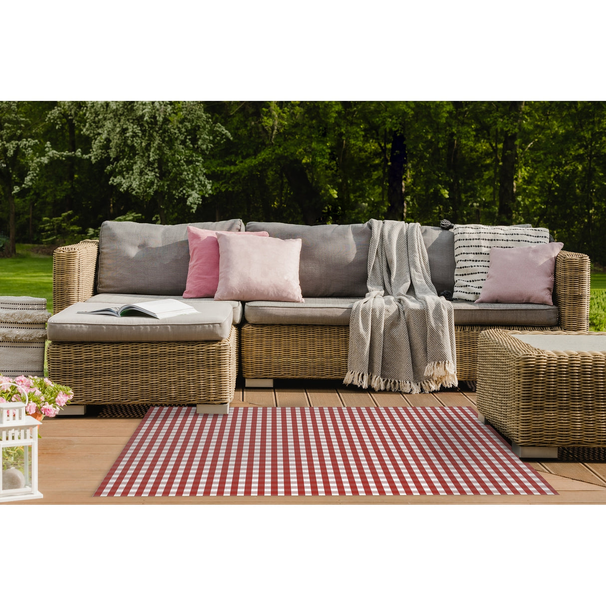 RED GINGHAM DREAM Outdoor Rug By Kavka Designs