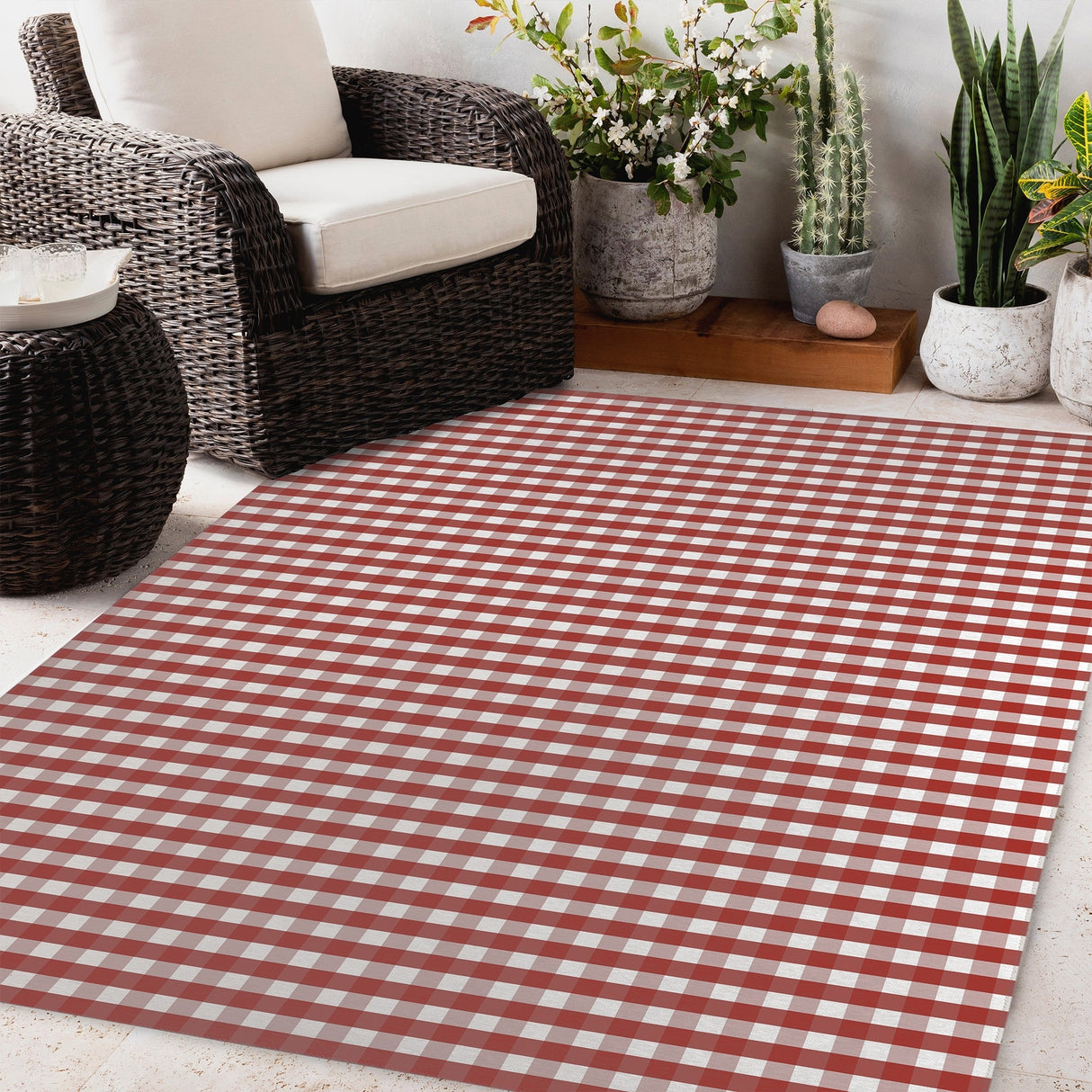 RED GINGHAM DREAM Outdoor Rug By Kavka Designs