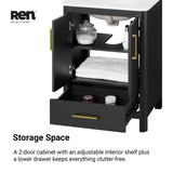 REN Selections Dario Freestanding Bathroom Vanity with Single Sink, Engineered Marble Countertop with Backsplash Included