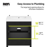 REN Selections Dario Freestanding Bathroom Vanity with Single Sink, Engineered Marble Countertop with Backsplash Included