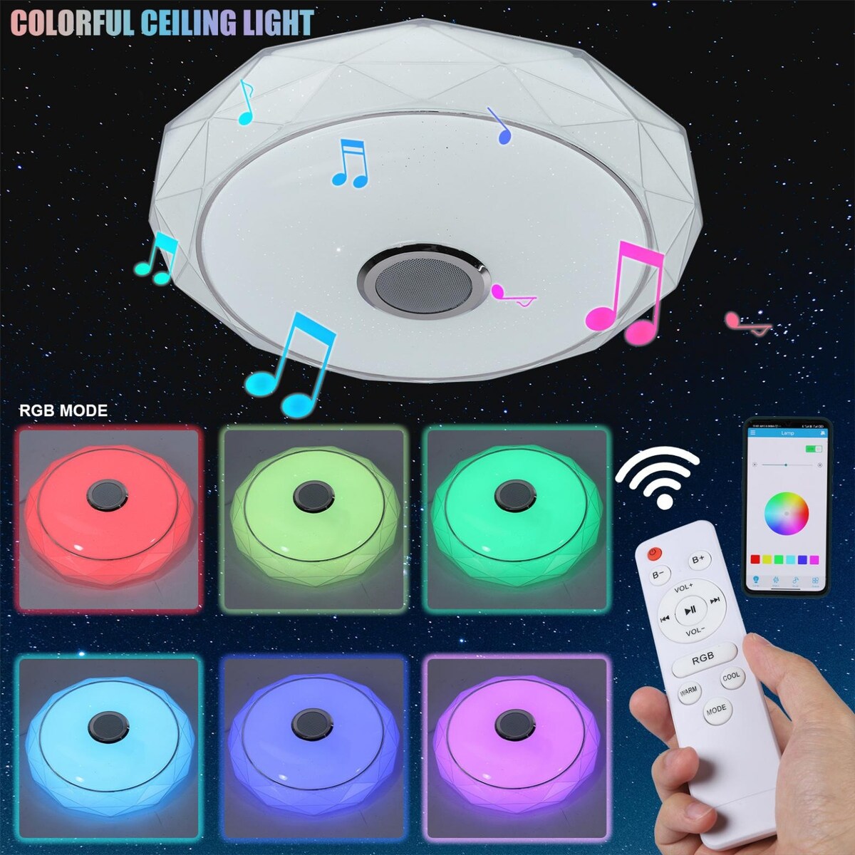 RGB Ceiling Smart Light with Remote Contorl & APP Contorl
