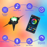 RGB Lights Yard Lights Outdoor Ground Lights,42FT 16LEDs RGB Pathway Lights,Music /Timing/ 3 Dimmable Ground Lights