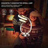 RGB Spiral Table Lamp, with 1 USB Charging Port,7 Colors 10 Light Modes Small Bedside Lamp,24W Dimmable Touch Control Desk Lamp