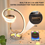 RGB Spiral Table Lamp, with 1 USB Charging Port,7 Colors 10 Light Modes Small Bedside Lamp,24W Dimmable Touch Control Desk Lamp