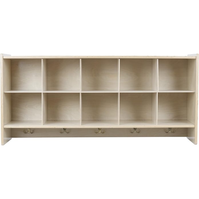 RRI Goods 10-Section Wall Mount Storage Cubby Organizer & Coat Locker with Shelf, Hanging Wall Organizer with Hooks