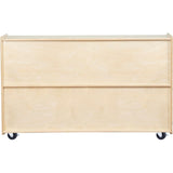 RRI Goods 2 Shelf Montessori Horizontal Bookcase with Wheels, Wooden BookShelf Organizer Kids Supplies Storage Unit