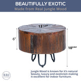 14" Round Side Table, Unique Solid Wood With Metal Hairpin Legs End Table