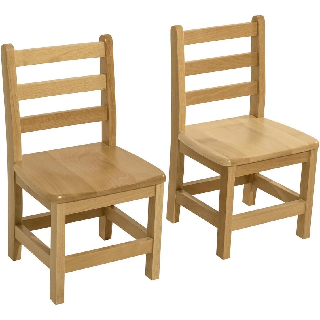 RRI Goods Ladderback Kids Chair, Classroom Seating Toddler Fully Assembled Beechwood Chair Set of 2