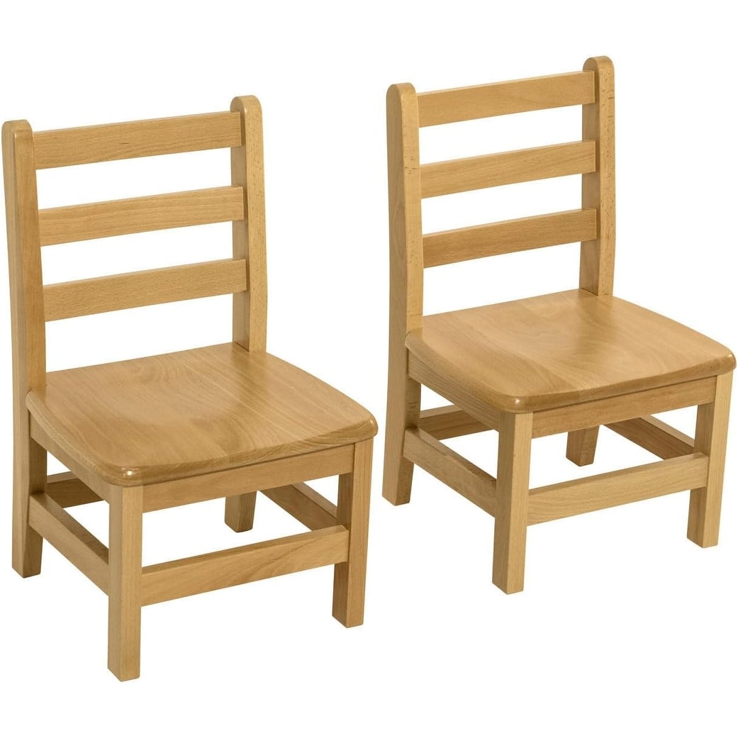 RRI Goods Ladderback Kids Chair, Classroom Seating Toddler Fully Assembled Beechwood Chair Set of 2