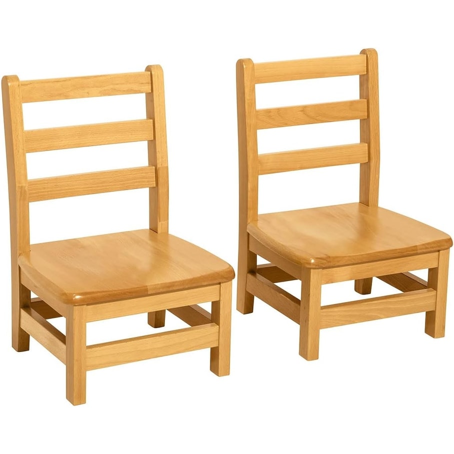 RRI Goods Ladderback Kids Chair, Classroom Seating Toddler Fully Assembled Beechwood Chair Set of 2