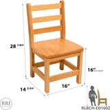 RRI Goods Ladderback Kids Chair, Classroom Seating Toddler Fully Assembled Beechwood Chair Set of 2