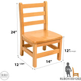 RRI Goods Ladderback Kids Chair, Classroom Seating Toddler Fully Assembled Beechwood Chair Set of 2