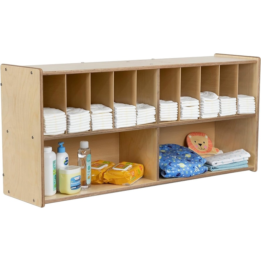 RRI Goods Wall Mount Baby Diaper Caddy Organizer with Storage Unit, 100% Birch Plywood Storing Kids Diapers, Wipes in Nursery