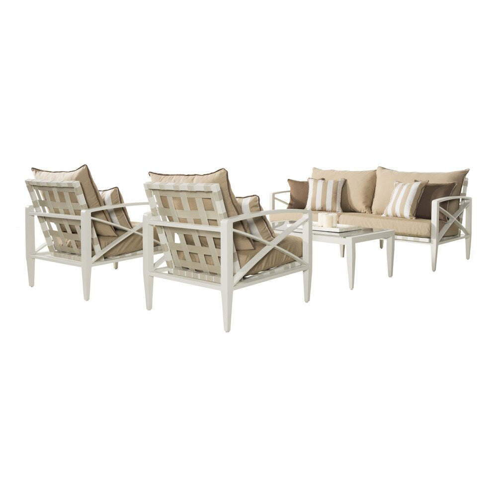 RST Brands Knoxville Maxim Beige Cushion Cream Aluminum 4-piece Outdoor Seating Set