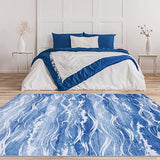 Garvee Throw Area Rug Non Slip Low Pile Rug Non-Shedding Ocean Wave Pattern Carpet for Living Room Bedroom Kitchen Home Decor