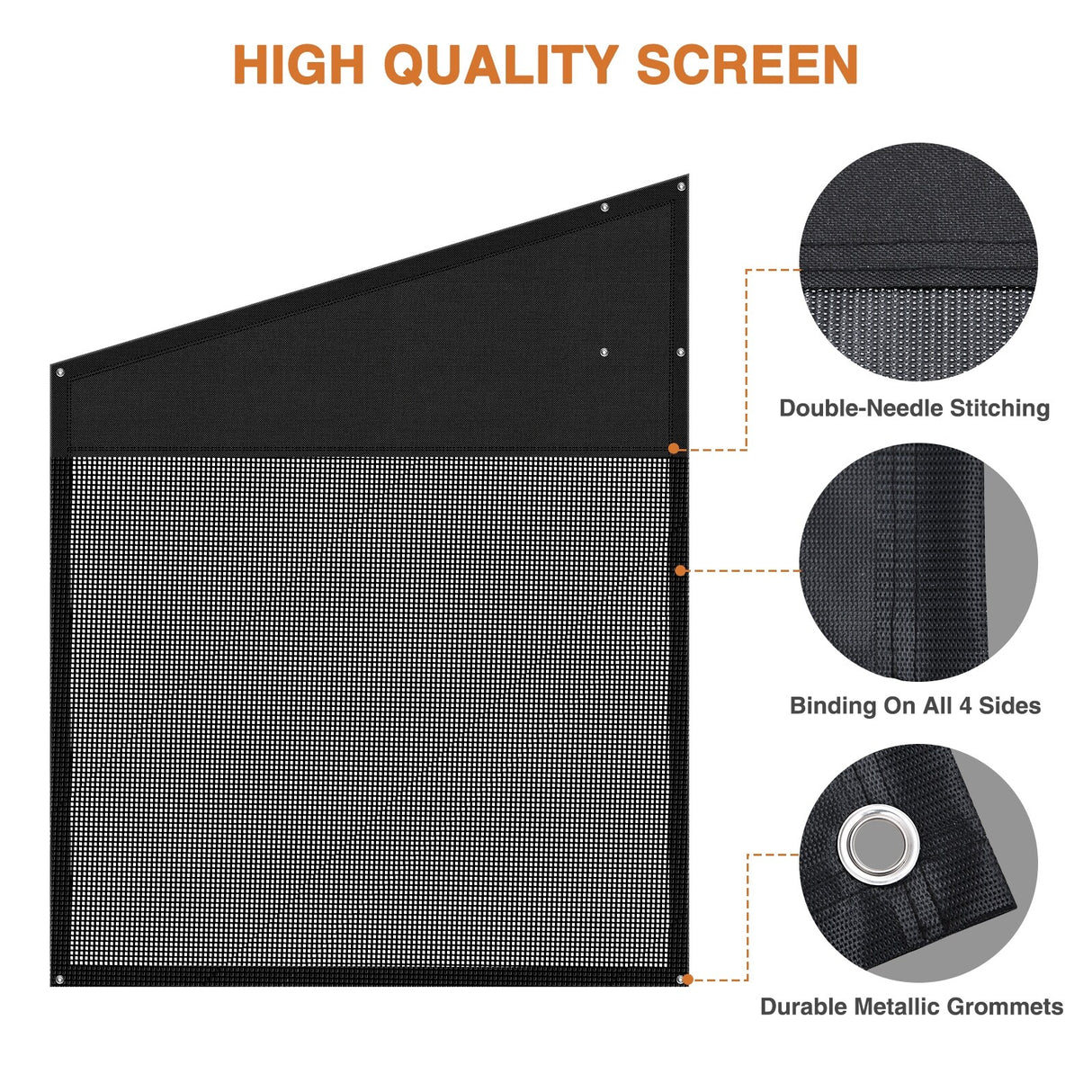 RV Awning Sun Shade Screen with Zipper, Black Mesh Camper Sunshade RV Awning Accessories, UV Blocker Privacy Screen