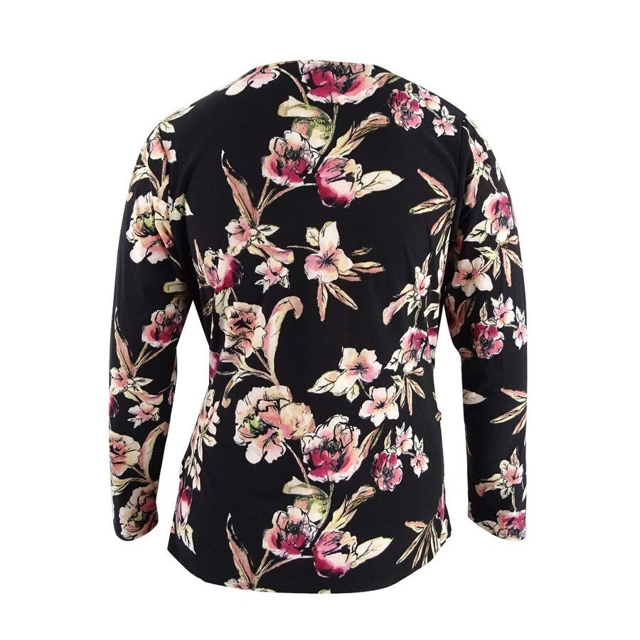 Rachel Rachel Roy Women's Plus Floral-Print Cross-Front Top