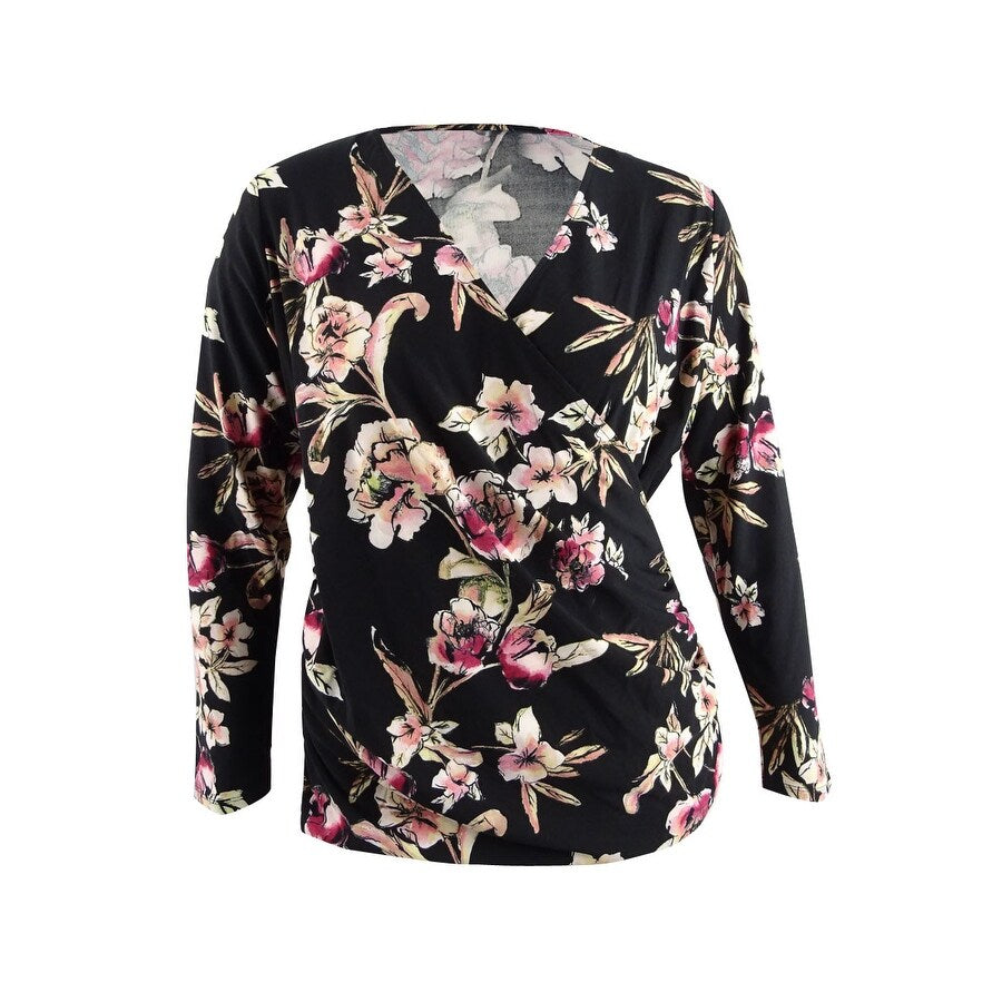 Rachel Rachel Roy Women's Plus Floral-Print Cross-Front Top