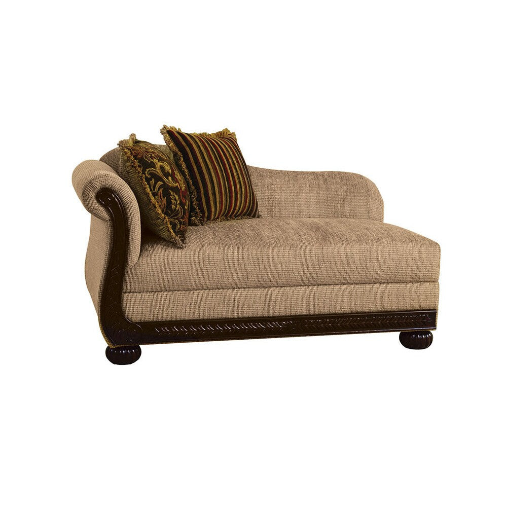Rachell Traditional Brown Chaise With 2 Pillows