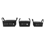 Rae Dunn Set of 3 Pet Storage Baskets - GOOD DOG. WOOF. WOOF.