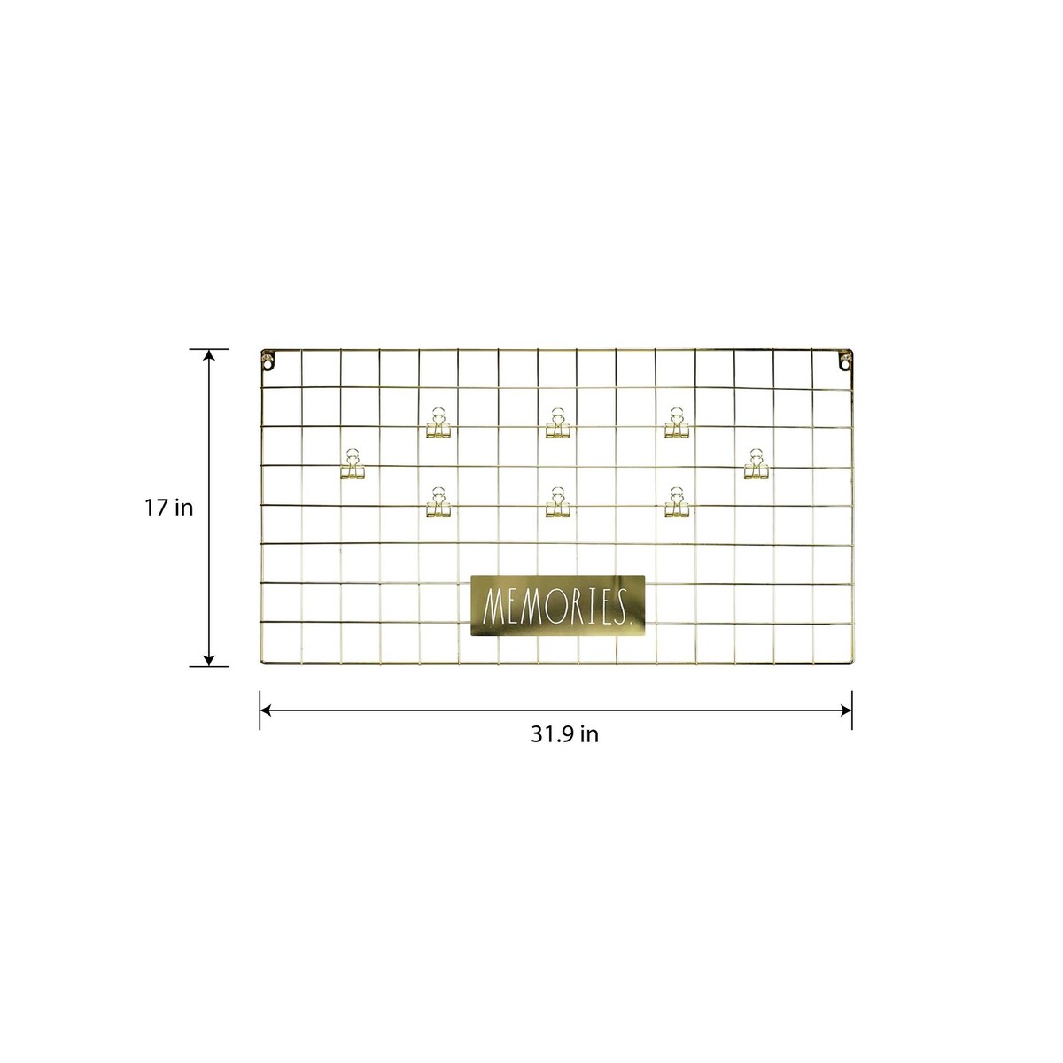 Rae Dunn Wire Grid Photo Holder with Clips - "MEMORIES"