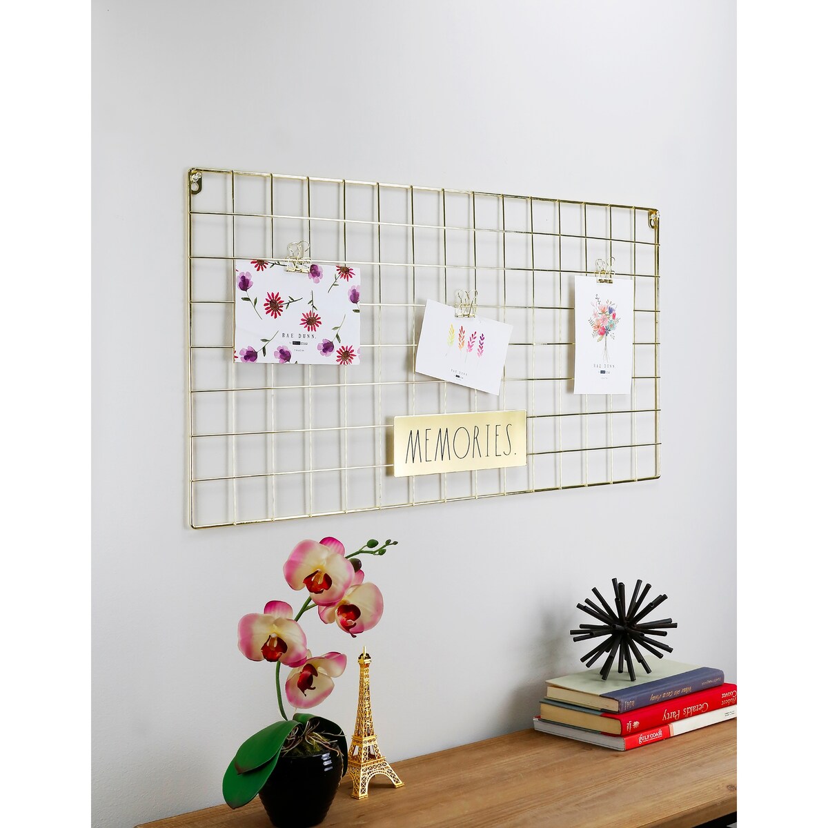 Rae Dunn Wire Grid Photo Holder with Clips - "MEMORIES"