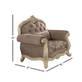 Ragenardus Chair (w/1 Pillow) in Gray Fabric & Antique White Finish