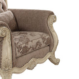 Ragenardus Chair (w/1 Pillow) in Gray Fabric & Antique White Finish