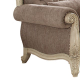 Ragenardus Chair (w/1 Pillow) in Gray Fabric & Antique White Finish