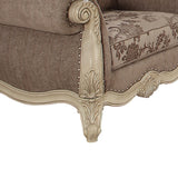 Ragenardus Chair (w/1 Pillow) in Gray Fabric & Antique White Finish