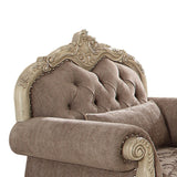 Ragenardus Chair (w/1 Pillow) in Gray Fabric & Antique White Finish