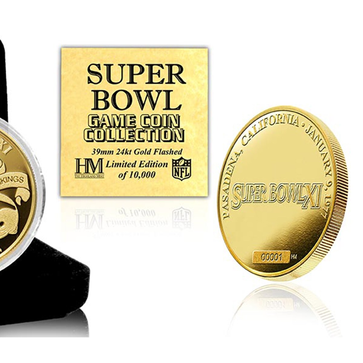 Raiders vs Vikings Super Bowl XI Commemorative Gold Flip Coin