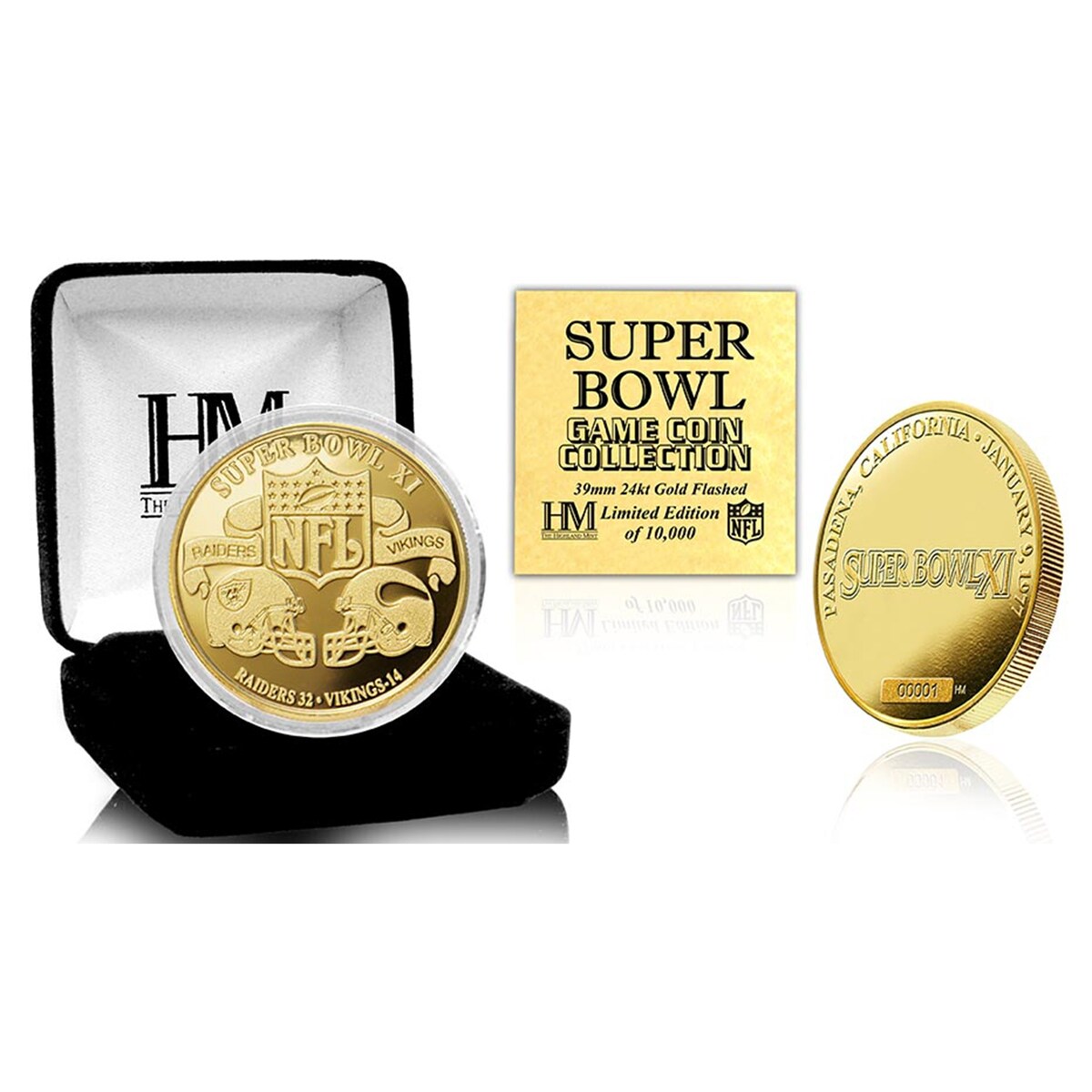 Raiders vs Vikings Super Bowl XI Commemorative Gold Flip Coin
