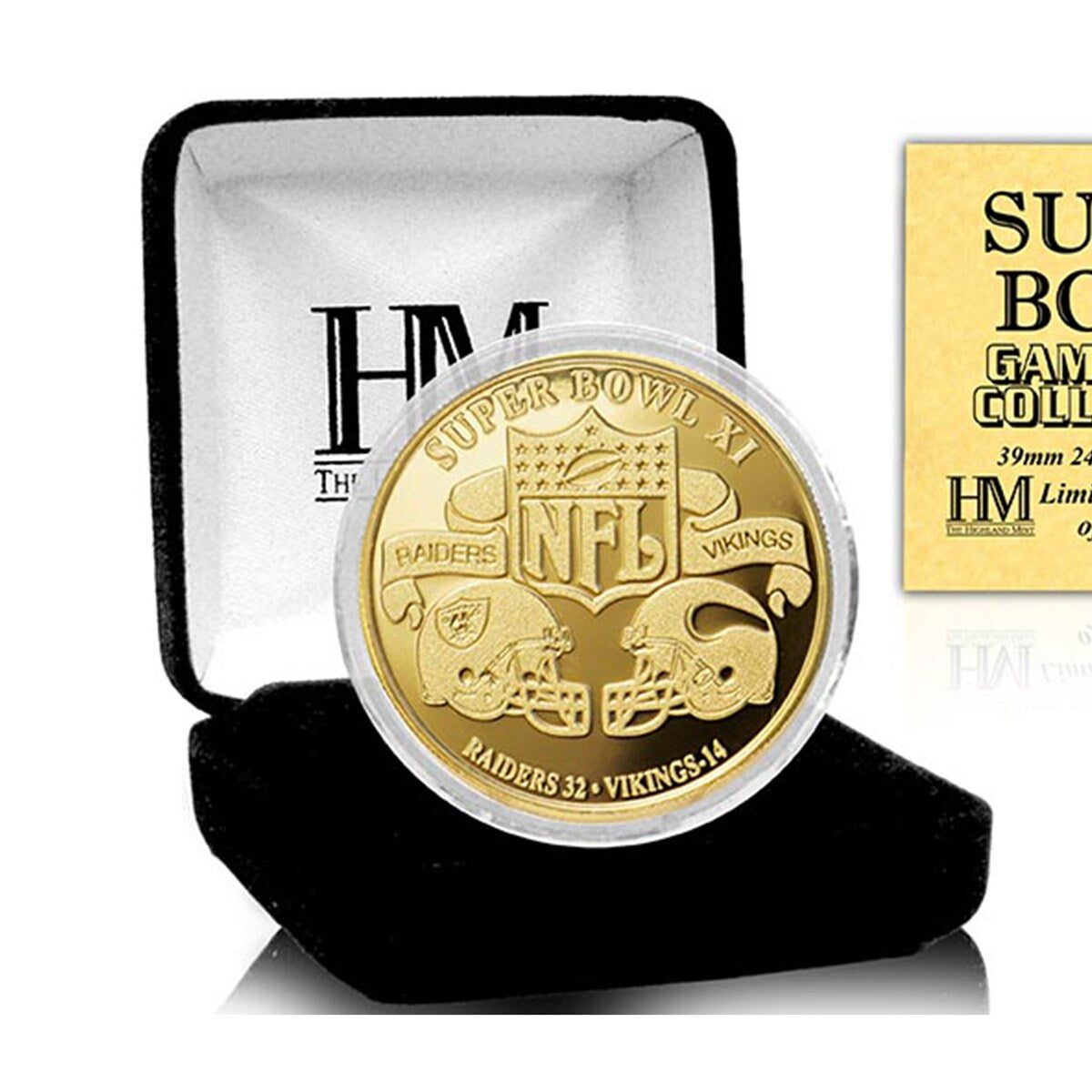 Raiders vs Vikings Super Bowl XI Commemorative Gold Flip Coin