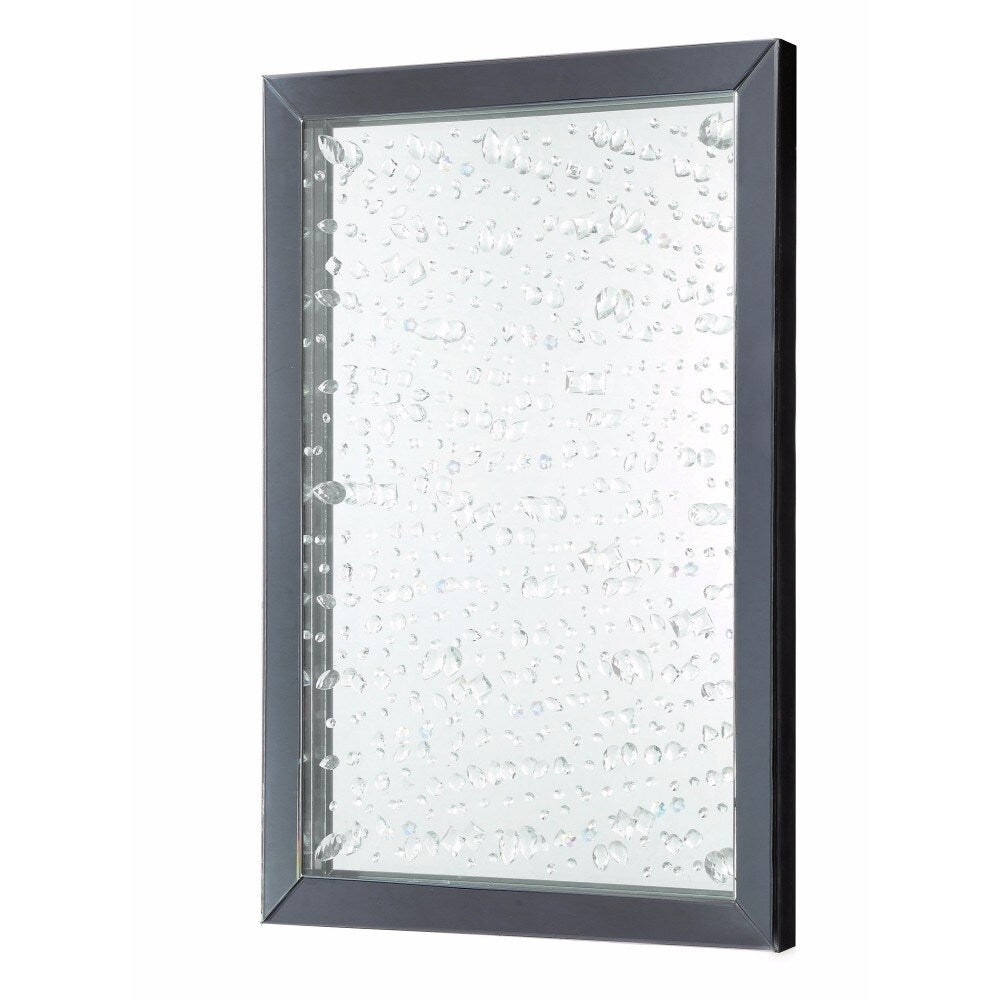 Rain Droplet Patterned Glass Accent Mirror, Silver And Black - Silver and Black - A/N