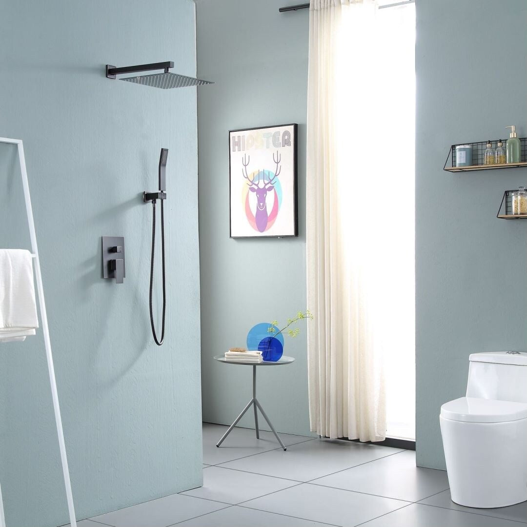 Kichae 12-Inch Rain Shower System Wall Mounted Waterfall Shower System With Rough-In Valve Body and Trim