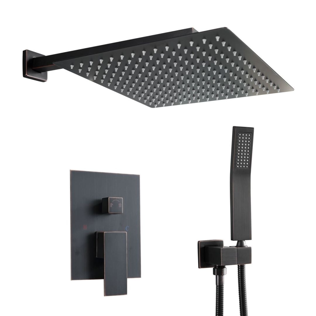 Kichae 12-Inch Rain Shower System Wall Mounted Waterfall Shower System With Rough-In Valve Body and Trim