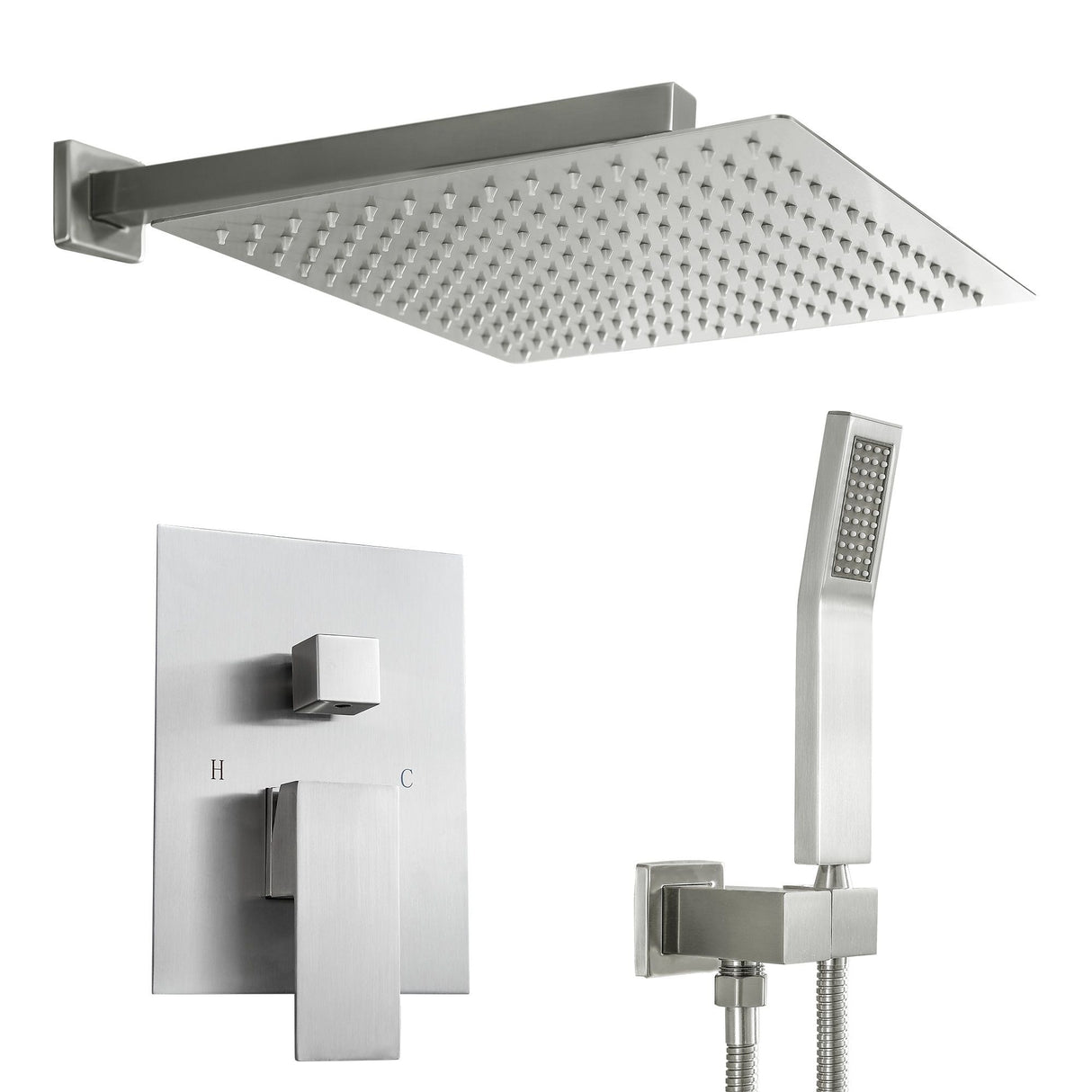 Kichae 12-Inch Rain Shower System Wall Mounted Waterfall Shower System With Rough-In Valve Body and Trim