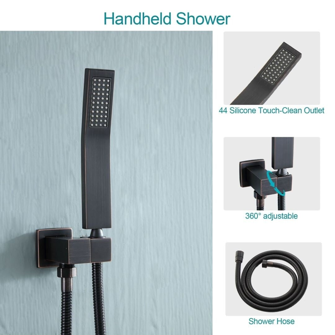 Kichae 12-Inch Rain Shower System Wall Mounted Waterfall Shower System With Rough-In Valve Body and Trim