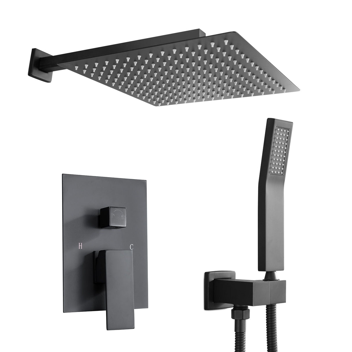 Kichae 12-Inch Rain Shower System Wall Mounted Waterfall Shower System With Rough-In Valve Body and Trim