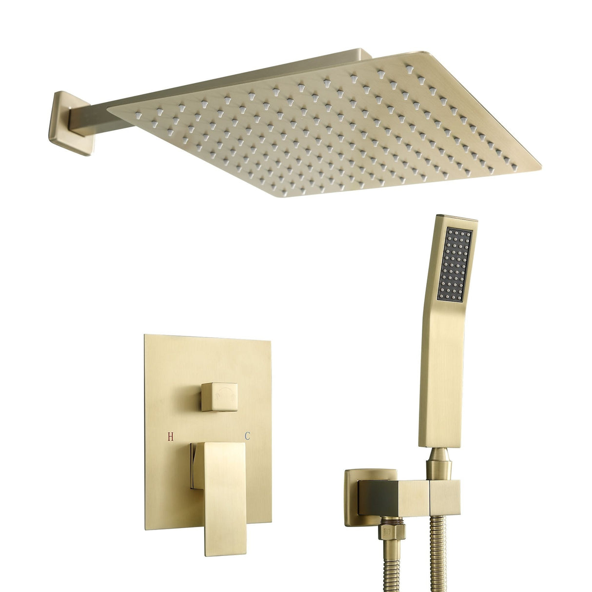 Kichae 12-Inch Rain Shower System Wall Mounted Waterfall Shower System With Rough-In Valve Body and Trim