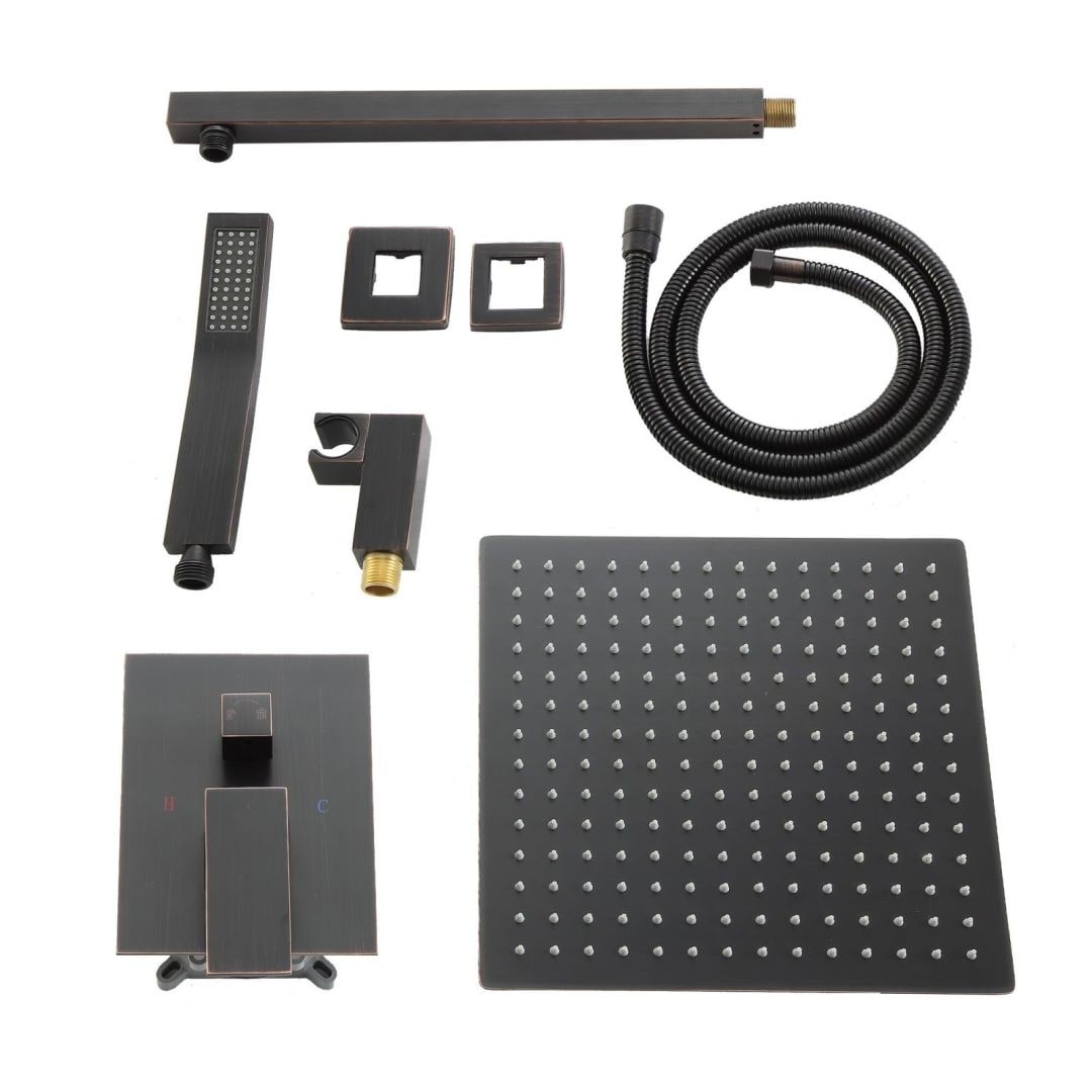 Kichae 12-Inch Rain Shower System Wall Mounted Waterfall Shower System With Rough-In Valve Body and Trim