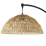 Raina River of Goods Black Metal and Natural Rattan Boho 77-Inch Floor Lamp - 40" x 17" x 77"