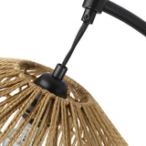 Raina River of Goods Black Metal and Natural Rattan Boho 77-Inch Floor Lamp - 40" x 17" x 77"
