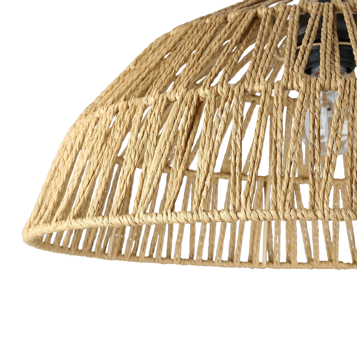 Raina River of Goods Black Metal and Natural Rattan Boho 77-Inch Floor Lamp - 40" x 17" x 77"
