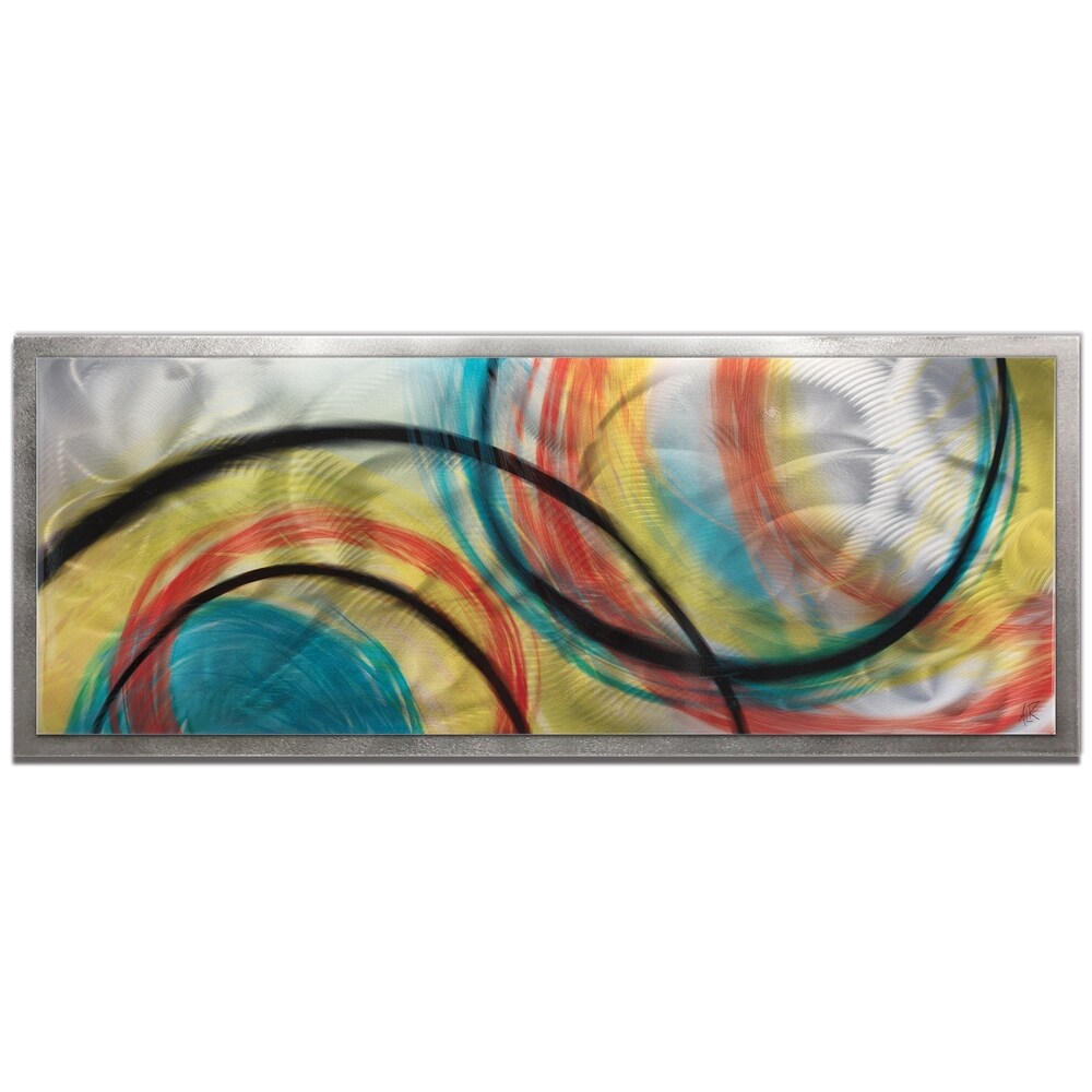 Rainbow Seasons - Abstract Rainbow Painting Art on Colored Metal