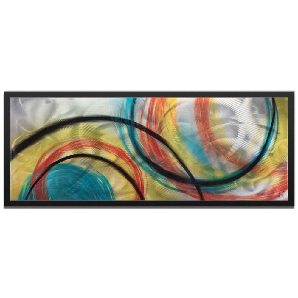 Rainbow Seasons - Abstract Rainbow Painting Art on Colored Metal